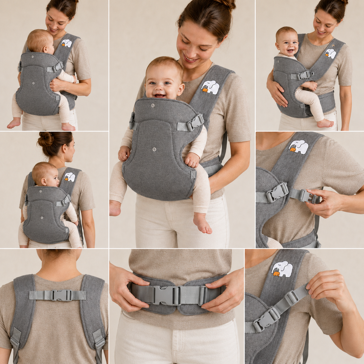 FlexHug™ · Marsupio morbido a regolazione multipla